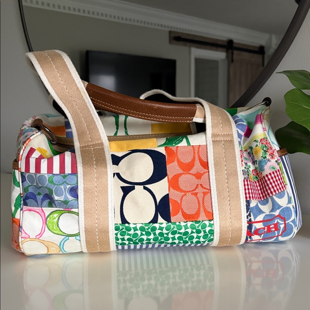 Nwt Y2k Coach Multicolor Patchwork Boston/Duffle … - image 4